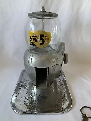 Atlas Bantam 5 Cent Peanut Gumball Candy Machine With Key Vintage Store Works • $310