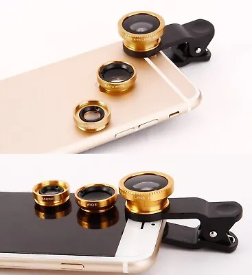 3 In 1 Mobile Phone Universal Camera Lens Fish Eye Wide Angle Macro Clip Set Kit • £3.25