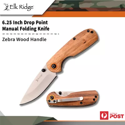 Elk Ridge 6.25  Camping Outdoor Manual Folding Knife W Wood Handle Er-966zb • $37.50