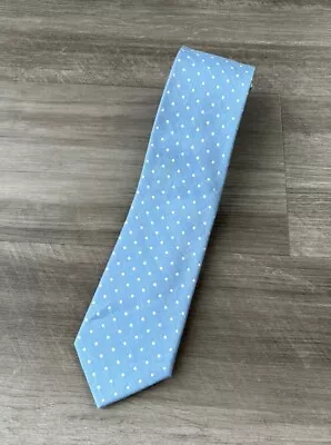 The Tie Bar Light Blue Polka Dot Linen Silk Mens Tie Preppy Summer • $23.75