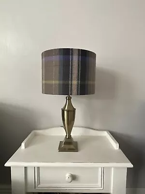 £36 • Buy Handmade, 30cm Beige, Blue And Mauve Tartan, Check, Plaid Drum Lampshade.