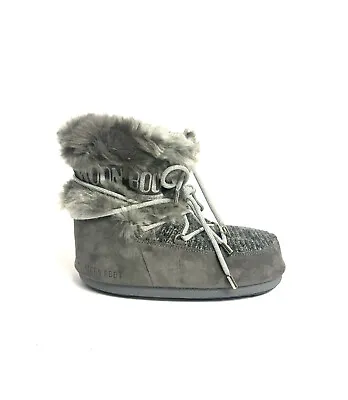 Moon Boot Womens Mars Wool Fur Snow Boot Gray Size US9.5-10 EU41-42 • $200