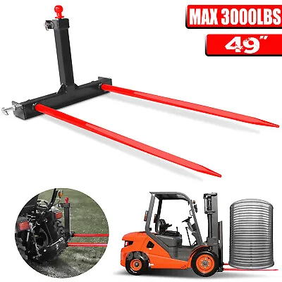 $297.99 • Buy Category1 Tractors 3 Point Trailer Hitch Quick Attach 49” Hay Bale Spear 3000LBS