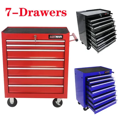 7-Drawer Single Door Tool Chest Workbench Rolling Tool Box Storage Cabinet US • $244.71