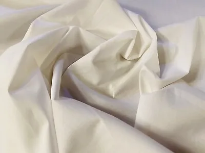 Cotton Spandex Stretch Woven Shirt Blouse Fabric Per Metre - Plain - White • £4.99