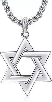 Star Of David Necklace 925 Sterling Silver Jewish Faith Pendant Gifts For Men • $125.95