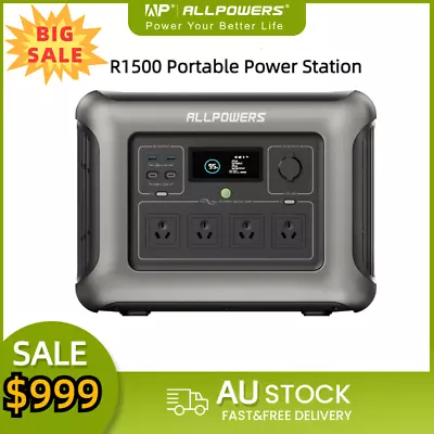ALLPOWERS R1500 Portable Power Station 1152Wh Solar Generator Outdoor Camping RV • $999