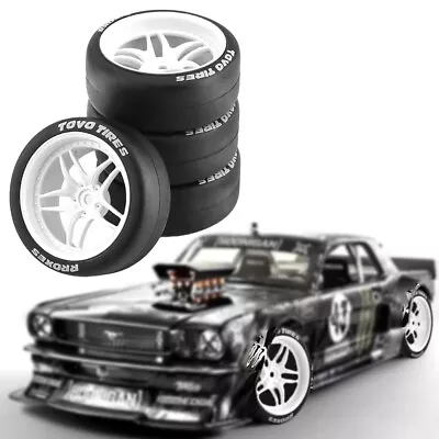 4Pcs/Kit Flat Rally Wheel Tires For HPI Kyosho Tamiya 1/10 WRC XV01 TT02 RC Car • £15.39