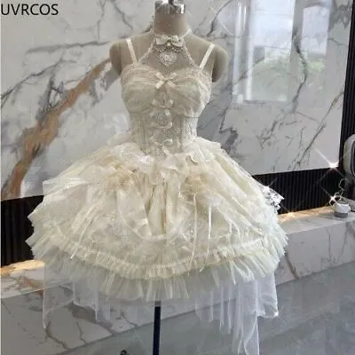 Japanese Sweets Lolita Jsk Dresses Kawaii Women Lace Mesh Princess Strap Dress  • £29.78