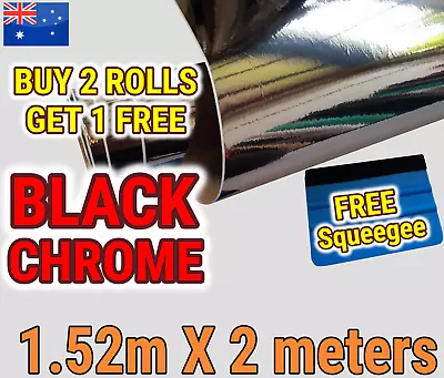 BLACK CHROME CAR VINYL WRAP Film ROLL AIR Release DECAL STICKER 1.52M X 2M • $44.86