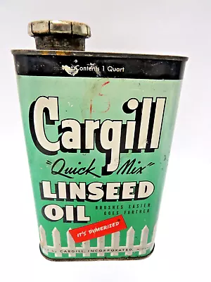 $21 • Buy Cargill Dymerized Quick Mix Linseed Oil Vintage 1 Qt. Tin