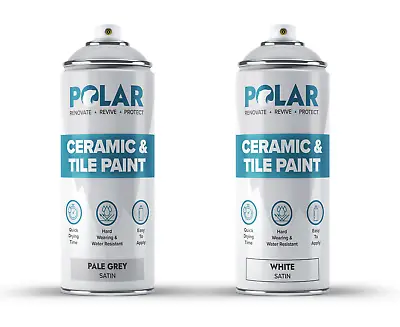 £18.99 • Buy Polar Ceramic & Tile Spray Paint - Ideal For Bathrooms & Kitchens - White/Grey