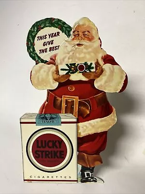 Vintage Lucky Strike Cigarettes Santa Christmas Cardboard Counter Top Display • $199.99