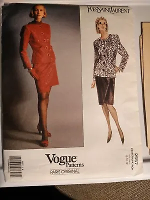 Vogue 2557 Sewing Pattern Sz 8-10-12 Yves Saint Laurent Women's Jacket Skirt • $14.99