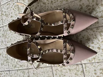 Kaitlyn Pan Matte Leather Pink Rock Stud Caged Pointed Toe Flats Studded 11 • $50