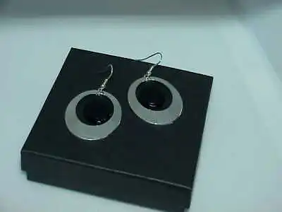 QVC Steel By Design Stainless Steel Oval Dangle Onyx Prism Earrings $99 New Box • $24.99