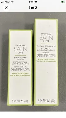Mary Kay Satin Lips Shea Set - White Tea & Citrus Sugar Scrub And Lip Balm NIB • $16