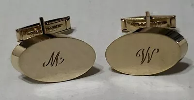 Vintage Mercury Gold Tone Monogrammed  M  Or  W  Cuff Links  • $14.99