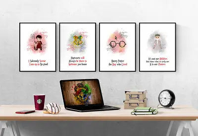 £6 • Buy Harry Potter Quote Splash Colour Set Of 4 Prints Pictures Wall Art Poster