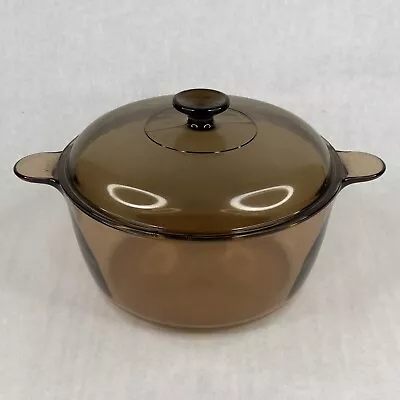 Corning Visions Pyrex Amber Cookware 4.5 L / 5 QT Dutch Oven Pot & Lid USA • $39.96