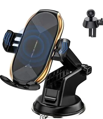 Wireless Car Charger 15W QI Fast Charging Mount  Phone Holder Automatic Clamping • £14.98