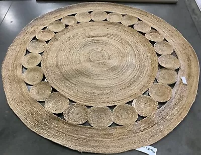 NATURAL 6' X 6' Round Broken Thread Rug Reduced Price 1172666103 NFB306A-6R • $65