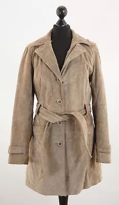 Oakwood Women's Leather Jacket Short Coat L Braun Beige Half Long Single Row • £72.41