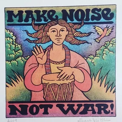 MAKE NOISE￼ NOT WAR 8”x8” Print On Canvas On Wood Frame. Ready To Hang. ShipIncl • $10