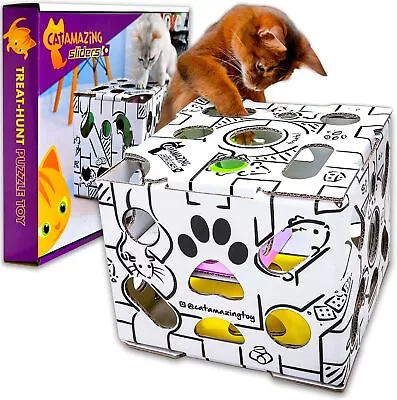 Cat Amazing Sliders – Puzzle Toy For Indoor Cats – Treat Box Interactive Maze –  • $64.17