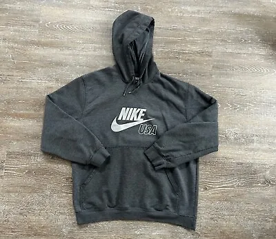 VTG Nike Swoosh Logo Sweatshirt Hoodie Gray Check FADED Skater 2000s Y2k USA • $49.99