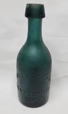 Antique Charles Clark Charleston SC Soda Water Bottle Teal Green • $550