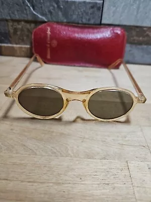 Vintage Sunglasses Willson USA Round Amber Yellow  Black Tinted Lenses • $119.99