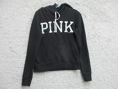 PINK Victorias Secret Sweater Medium Adult Black Hoodie Pullover Pockets Womens • $19.80