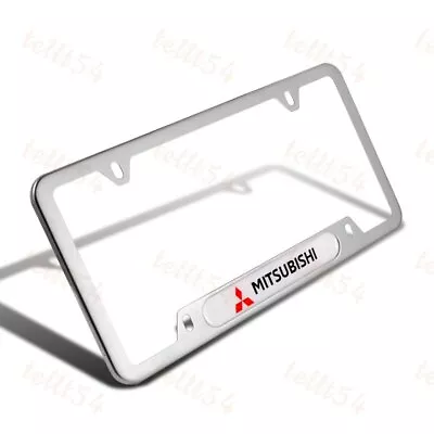 New 1PCS For MITSUBISHI Silver License Plate Frame Stainless Steel Metal • $10.99