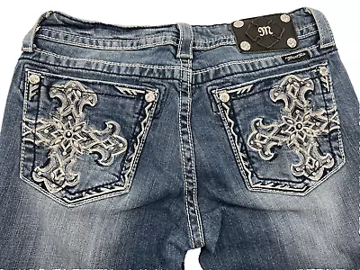 Miss Me Boot Cut Jeans Women's 30x32- Cross Pockets- Mid Rise Medium Wash Denim • $49.99