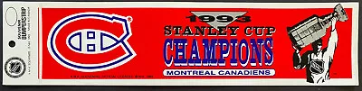 1993 Stanley Cup Champions Montreal Canadiens Bumper Sticker Car Auto Decal  • $15