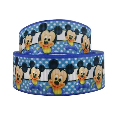 1 Metre Baby Mickey Mouse Ribbon Size 1 Inch Hair Bows Headbands Birthday Cake • £0.99