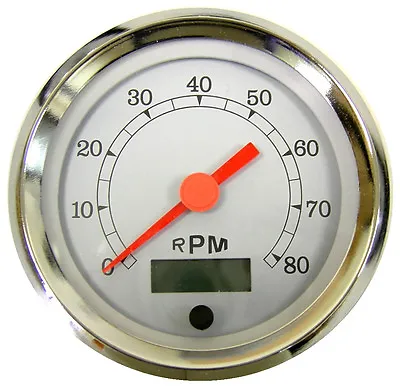 Tachometer Programmable 3-3/8 /86mm8K RPMLED Light White/chrome 043-TA-WC • $50