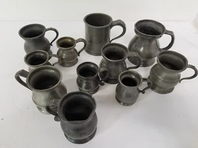 £24 • Buy Job Lot 11 Vintage Pewter  Jugs Various Sizes & Condition 2.4kg M3