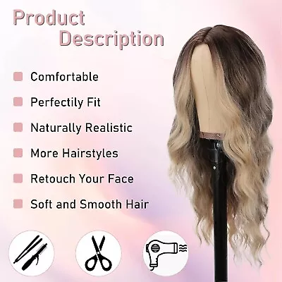 Two Tone Wavy Central Crease Wig Natural Feeling Long Hair 26 Inch • $27.90