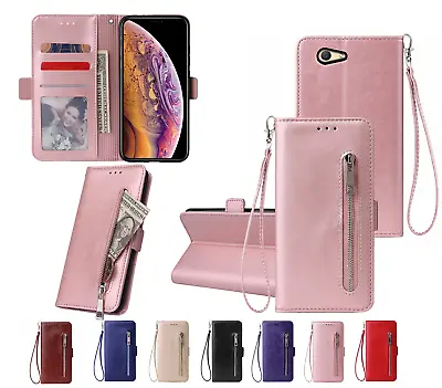$9.50 • Buy Oppo A59 F1s Pu Leather Wallet Case With Card Front Zip Side Magnet Closure
