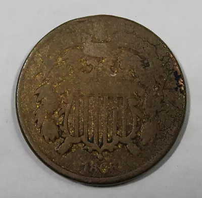 1866 US TWO 2 Cent Piece Actual Coin Pictured • $9.49