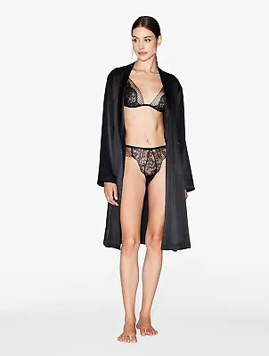 New With Tag La Perla Lace Onyx Black Thong Medium M Rtl $240 Slope Honeycomb • $125