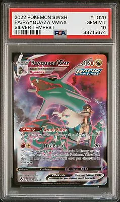 PSA 10 GEM MINT Rayquaza VMAX TG20/TG30 Silver Tempest FULL ART Pokemon Card • $78.99