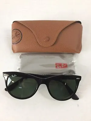 Excellent Ray-Ban Wayfarer II Sunglasses Black Frame G-15 Green Lens 52mm • $76.95