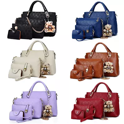 4Pcs/Set Women Lady Leather Handbags Messenger Shoulder Bags Tote Satchel Purse • $19.88