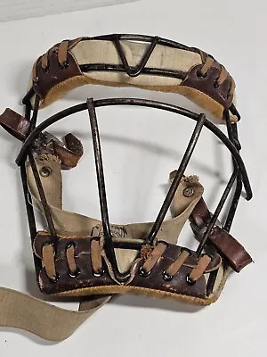 Vintage VICTOR CANADA Ice Hockey Leather Steel Cage Mask • $65.08