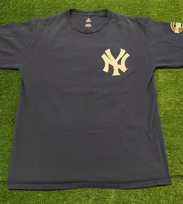 New York Yankees Tshirt Large Mark Teixeira Blue Adult Majestic Retro Y2K Mens • $24.99