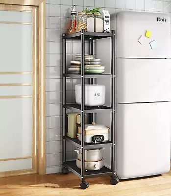 Heavy Duty 5Tier Metal Shelving Unit Wheels Anti-slip Feet Garage Kitchen Office • £75.05