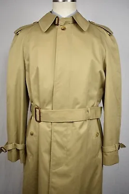 Unbranded Solid Tan Cotton/Poly Blend Four Button Belted Trench Coat Size: 40R • $129